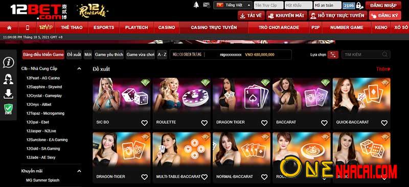 cổng casino onlien tại 12Bet