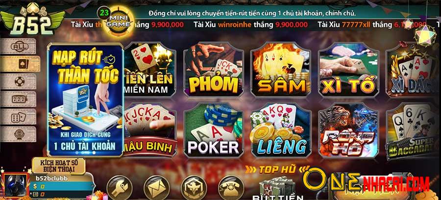 Game bài đổi thưởng ăn tiền thật từ B52 Club