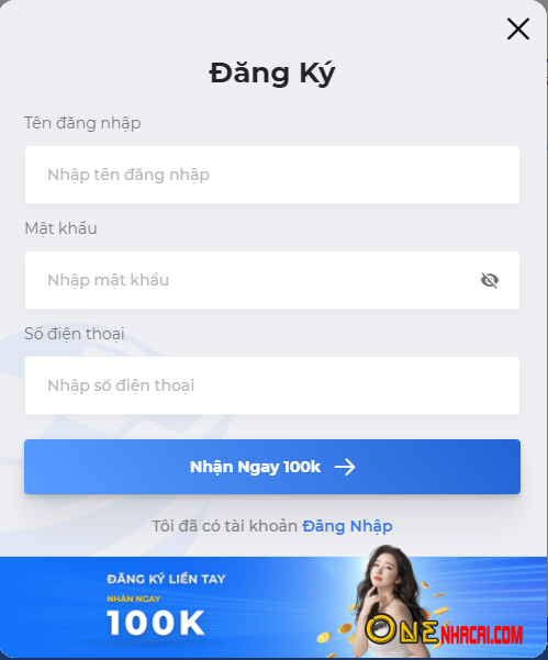 Đăng ký tài khoản tại nhà cái One88